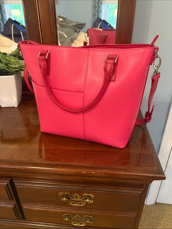 Vera Bradley Handbags - Vera Bradley Hot Pink Leather Tote Handbag - Women's Shoulder Bag